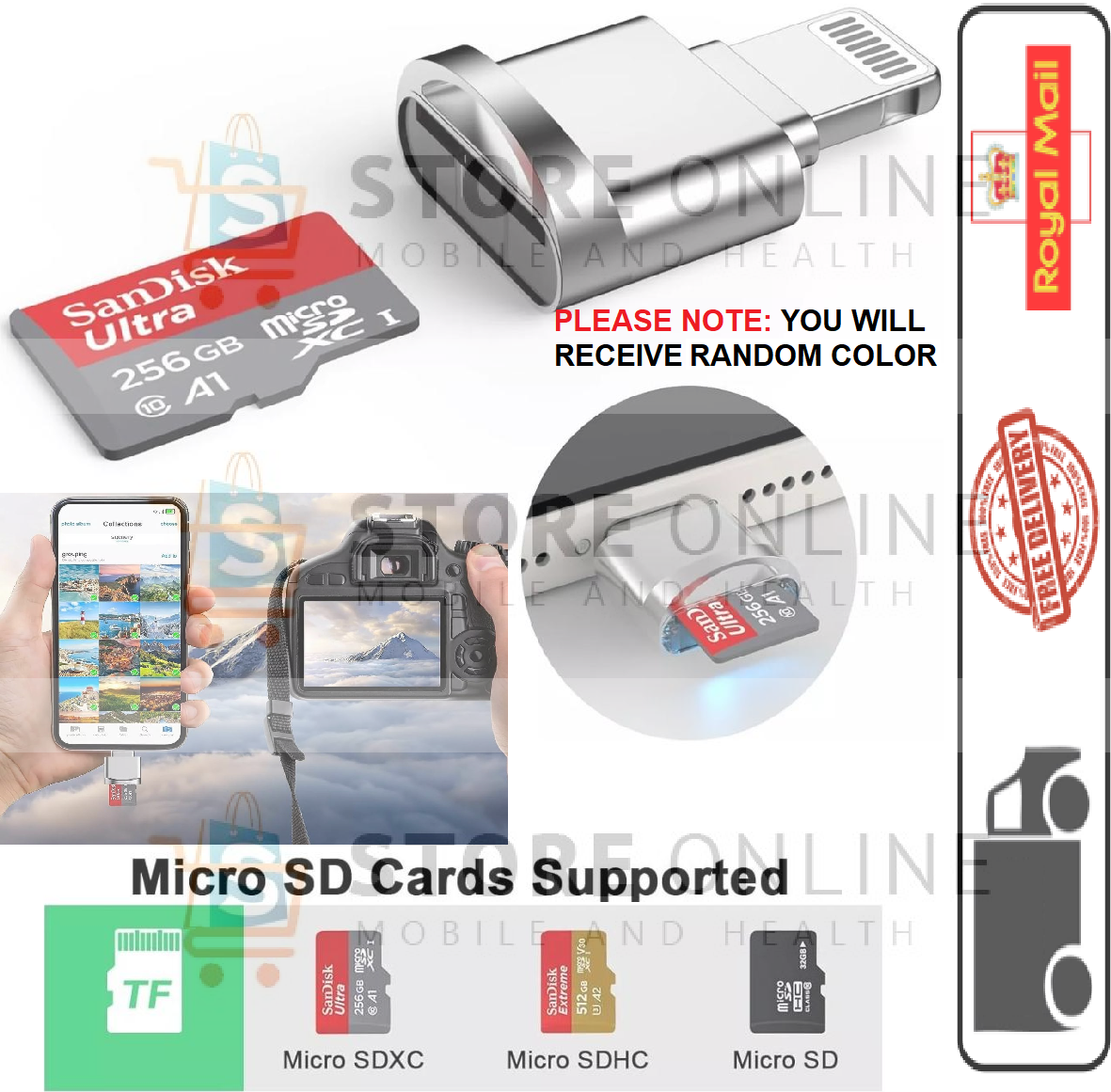 Mini Micro SD TF Card Reader Adapter iPad iPhone 14 13 12 11 Pro Max XS XR 8 7 6